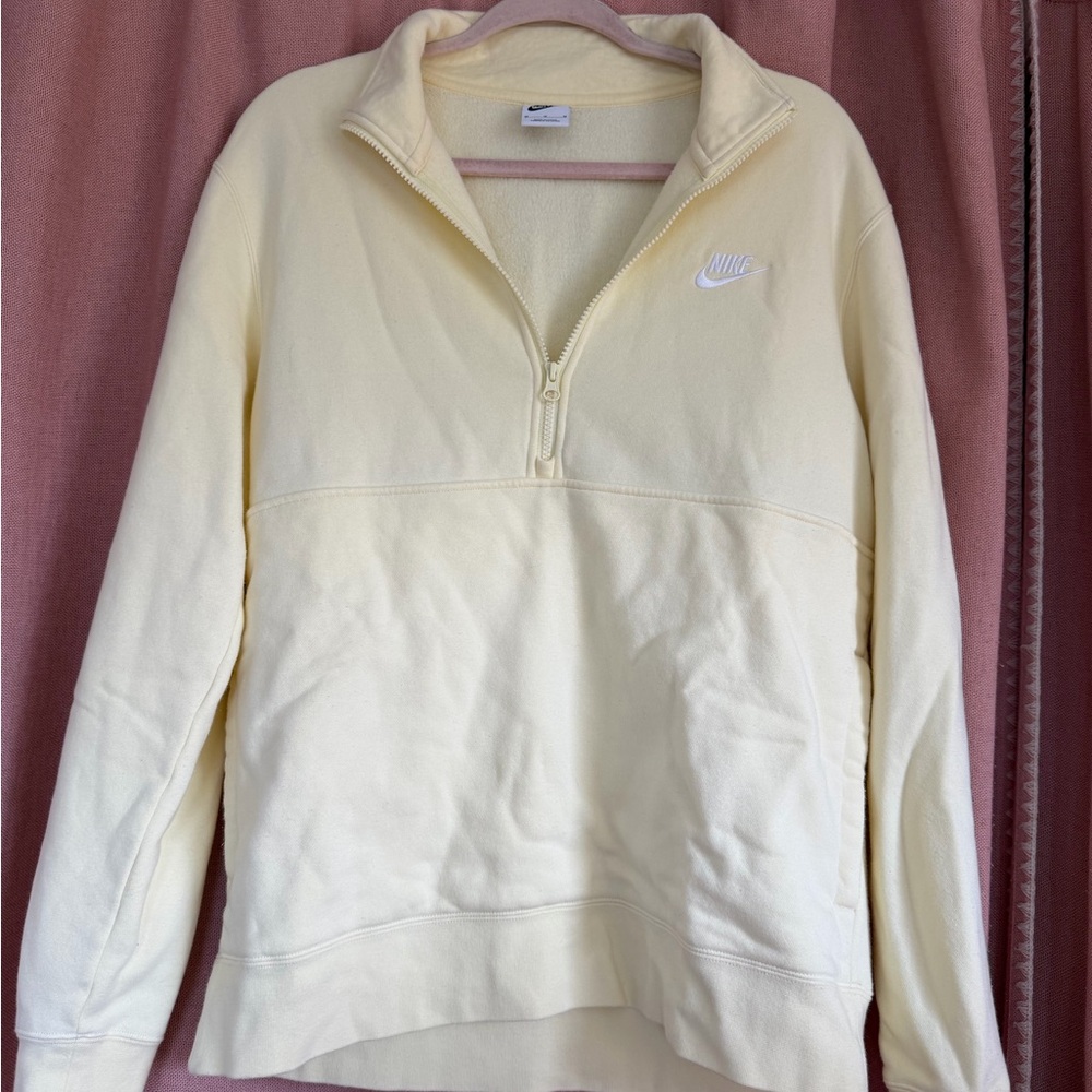 Nike Women's Soft Yellow Half-Zip Sweatshirt